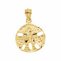 14K Yellow Sand Dollar Pendant